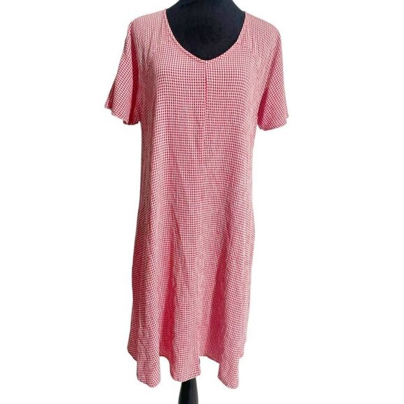 NEW Cut Loose Size Large  Crinkle Check Swing Dress $112 Checkered Gingham Boho - Picture 2 of 9